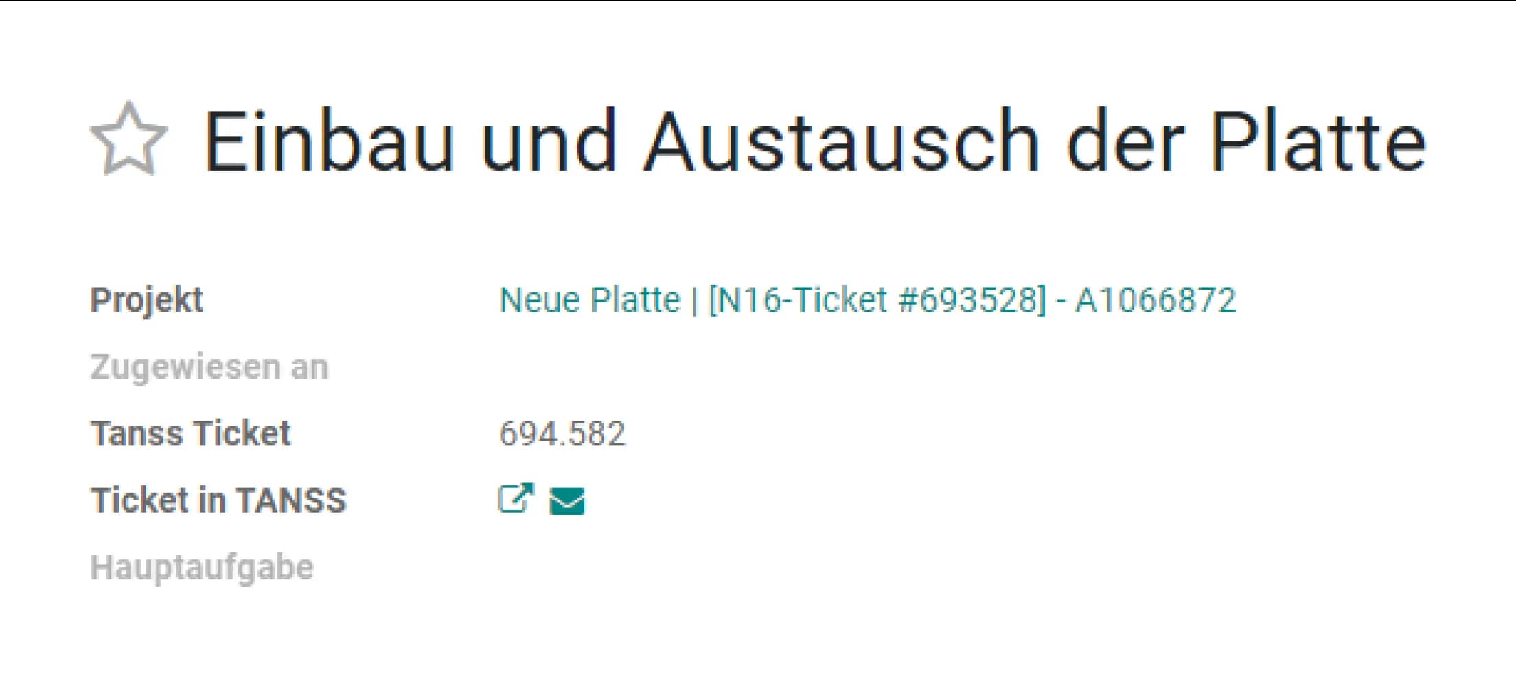 Step 5: TANSS ticket number