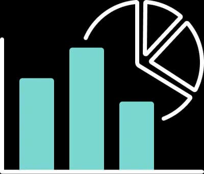 Illustration eines Balken Diagramms mit einem Kreis Diagramm im Hintergrund