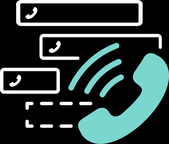 Illustration mehrerer Anrufer Zeitblöcke und einem aktiven Telefon im Vordergrund