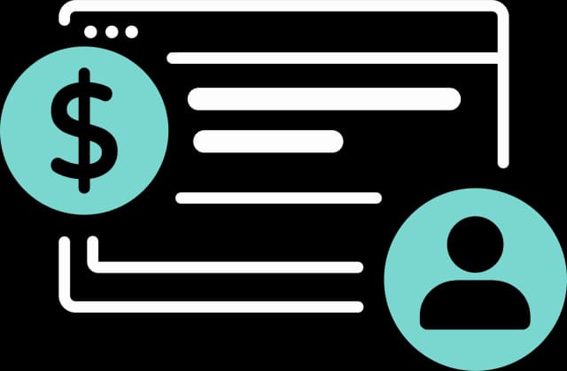 Illustration einer Webseite mit einem Dollar Zeichen und einem Profil Icon im Vordergrund