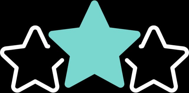 Illustration von 3 Sternen, wobei der Stern in der Mitte größer ist