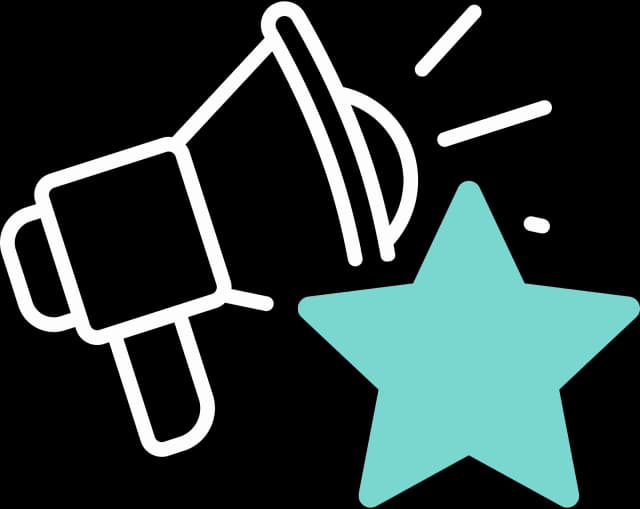 Illustration eines Megafons mit einem Stern im Vordergrund