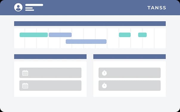Ein minimalistisches Dashboard in TANSS mit einem hervorgehobenen Symbol für Kundenlogin und verschiedenen Menüoptionen auf der linken Seite.