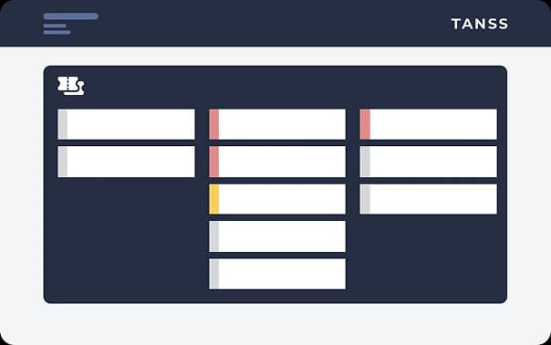 Eine minimalistische Benutzeroberfläche, des Ticket Boards in einem Projekt mit einem dunklen Hintergrund 