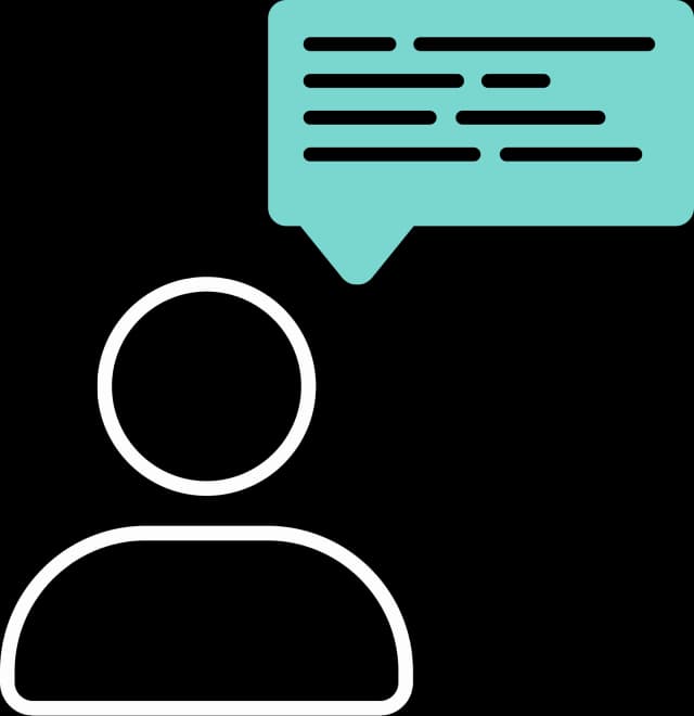 Illustration einer Person mit einer Sprechblase mit Platzhalter text