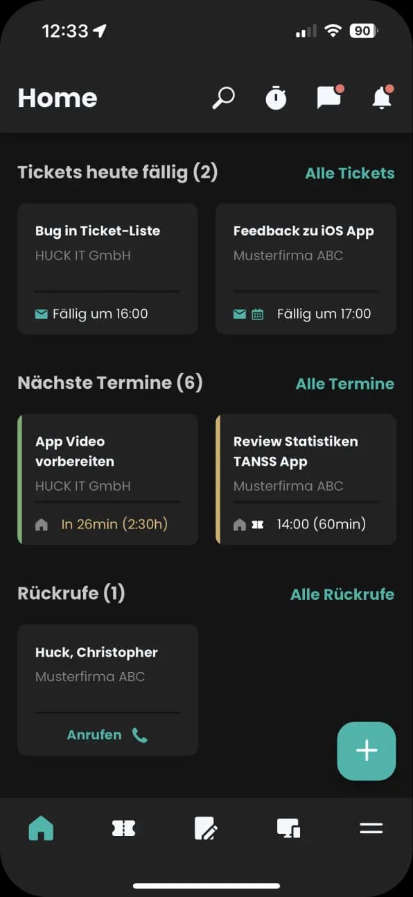 TANSS App – Home