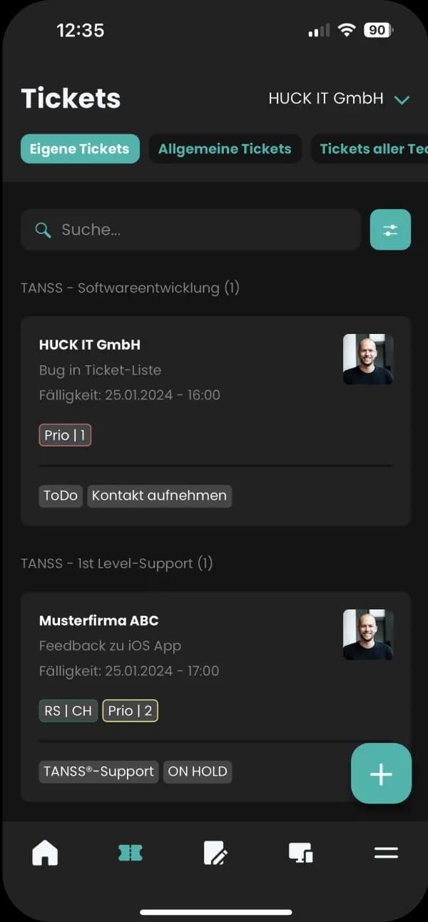 TANSS App – Tickets