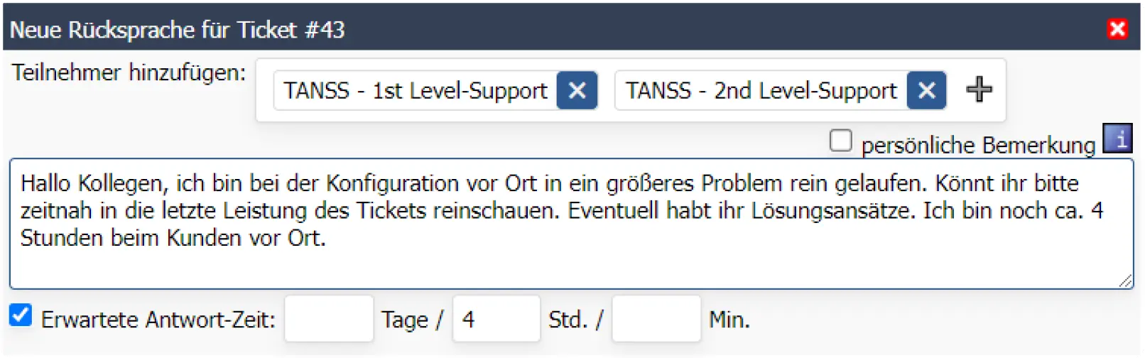 Erwartete Antwortzeiten für Chats definieren